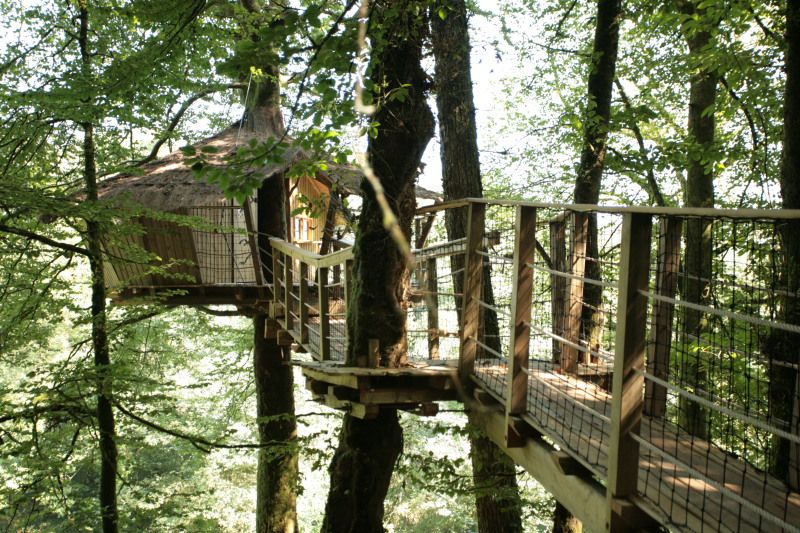 Cabane dans les arbres à la Vallée de Pratmeur